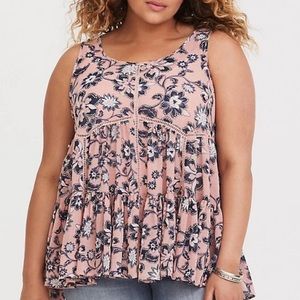 Torrid Pink Floral Chiffon Tank